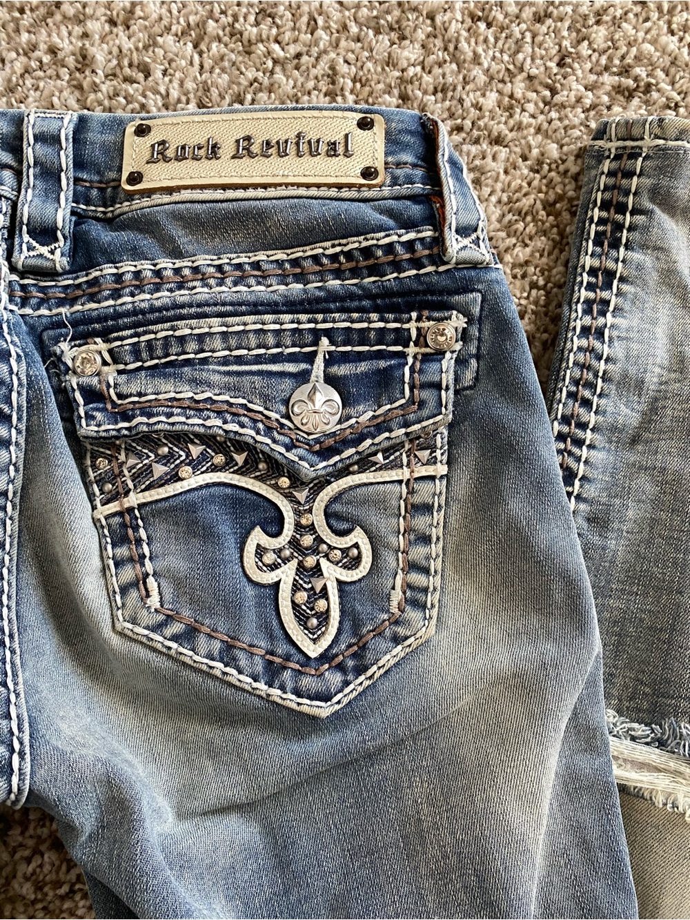 Rock Revival skinny Light Blue Embroidered Jeans